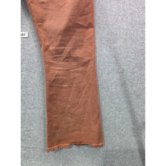 LOFT Kick Crop Jeans Terracotta Brown High Rise Raw Hem Flare Pants Womens 30/10 - Picture 13 of 16